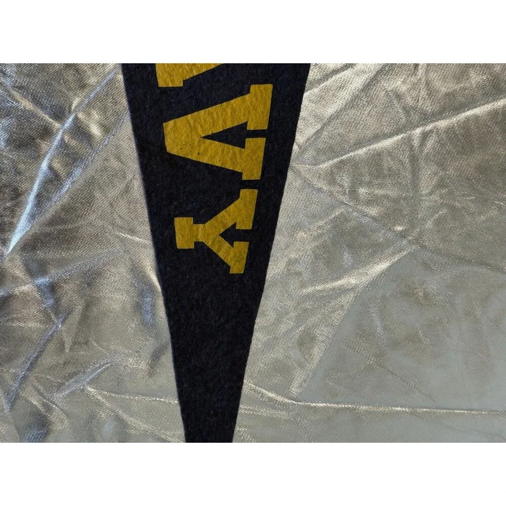 Vintage 1940s Navy Naval Academy Pennant Trident Logo 22”